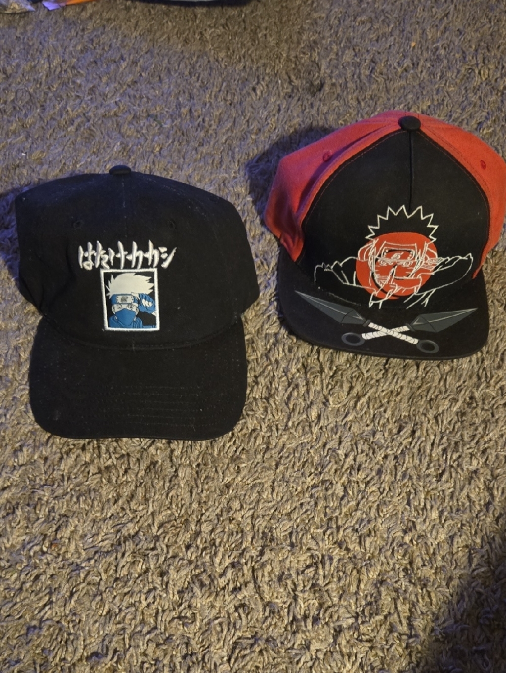 2 Naruto Graphic Baseball Caps - Black & Black/Red